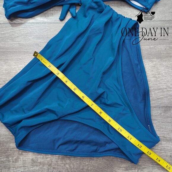 Tempt Me Molded Cup High Waist Cross Front Bikini Swimsuit Size L - Picture 4 of 5